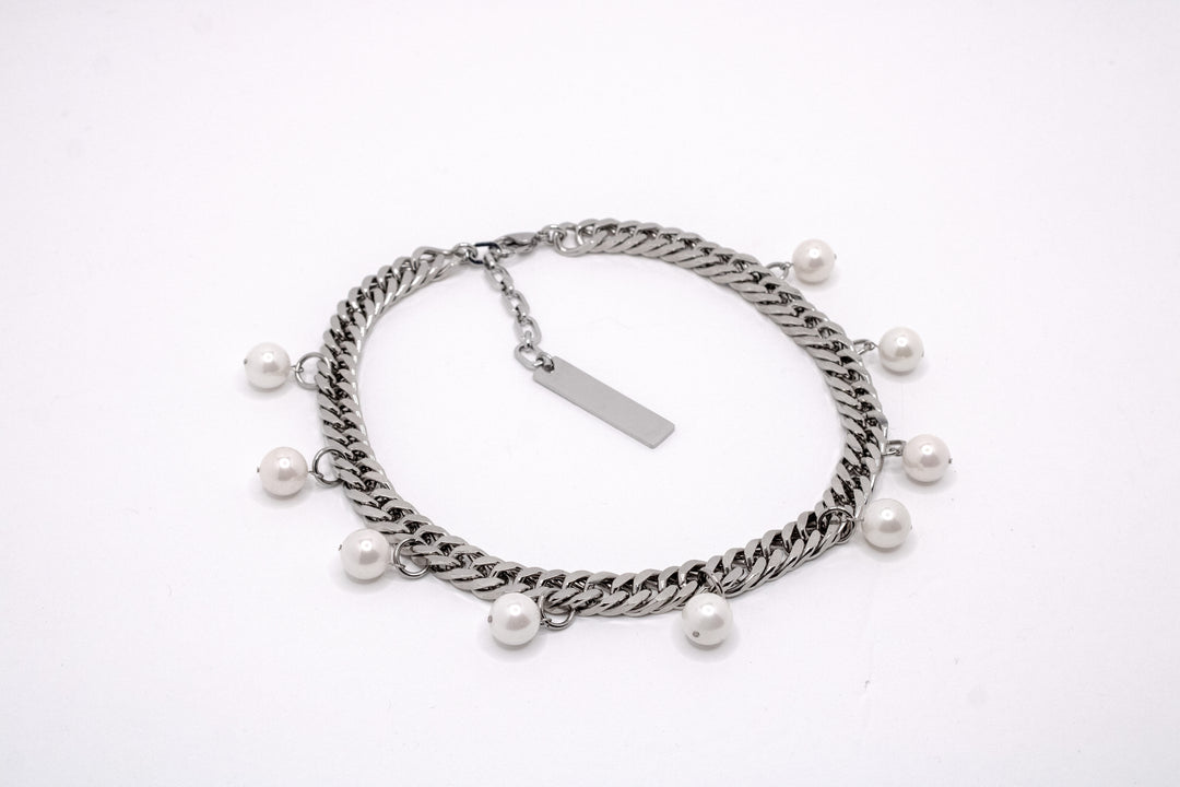 Cuban Chain Drop Pearl Necklace