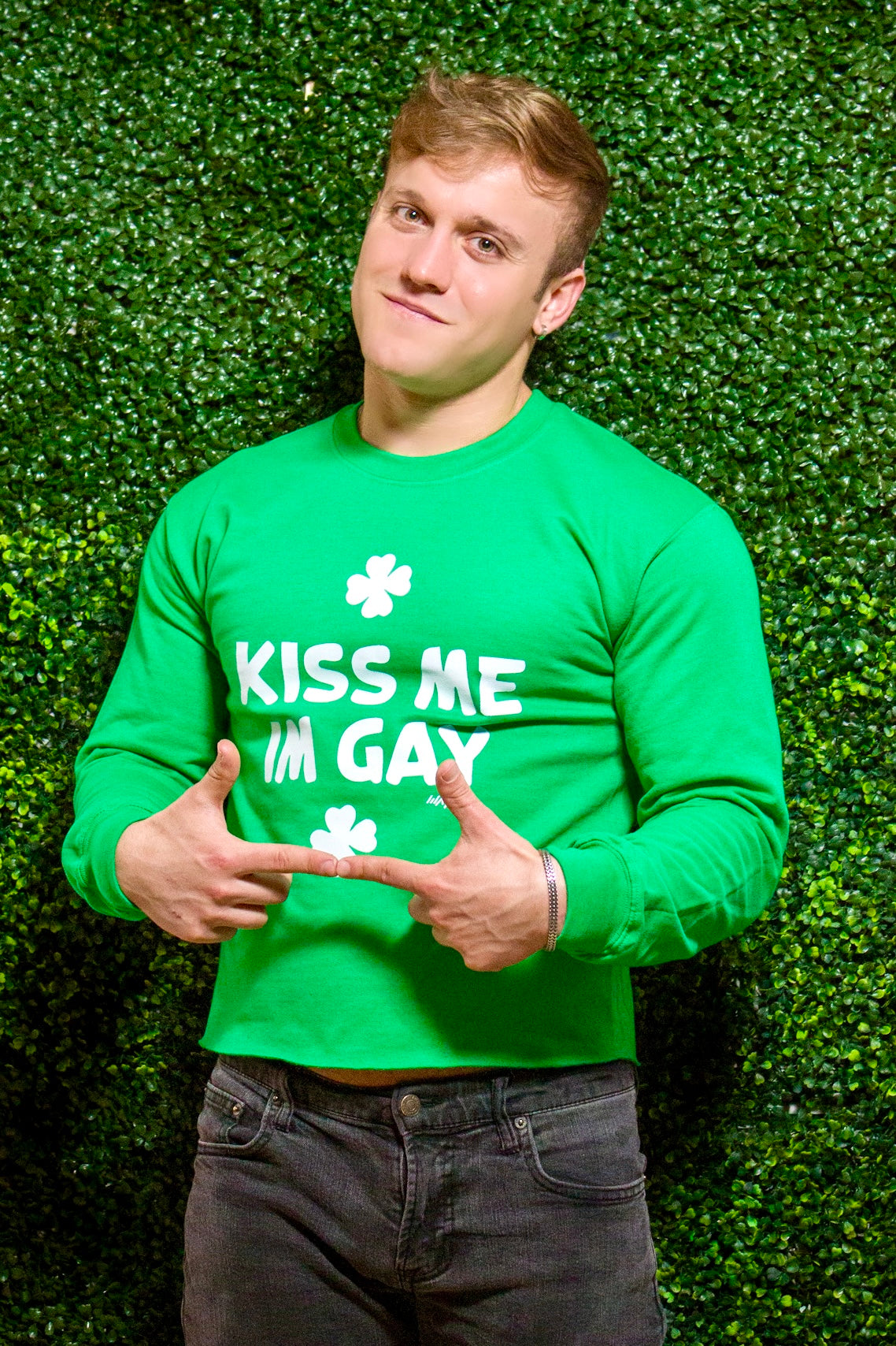 Kiss Me I'm Gay St. Patty's Crop Sweatshirt 🍀
