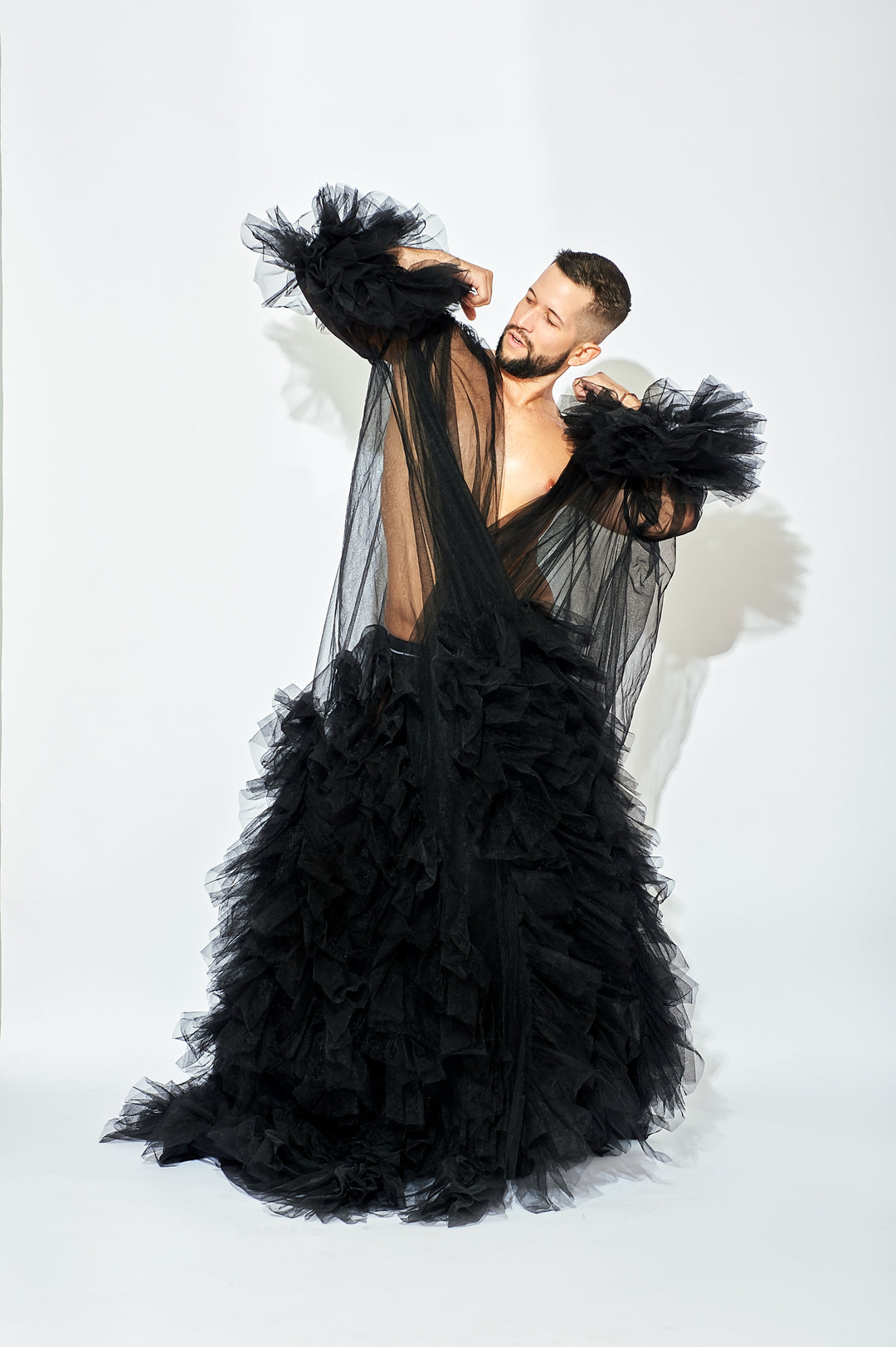 Electric Black Tulle Robe