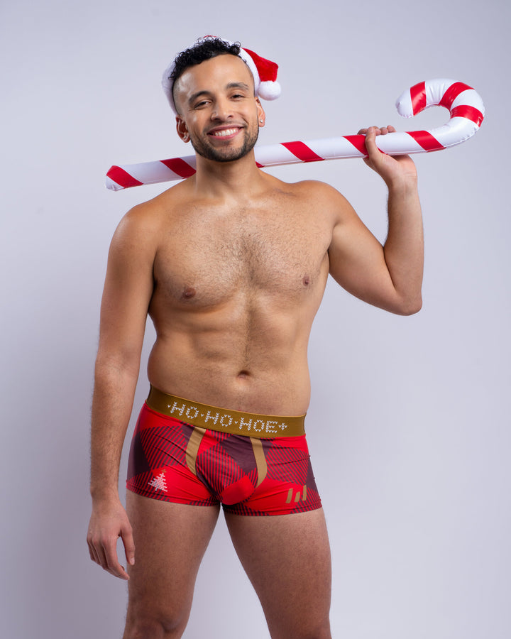 Naughty Santa Plaid Boxer Brief