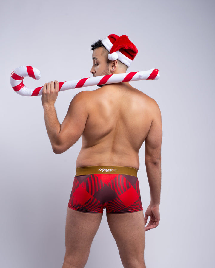 Naughty Santa Plaid Boxer Brief